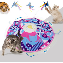 Автоматична іграшка для кота TOHDNC 3-в-1: ховається та шукає, з блискучим метеликом та рухомою пір'ям. Інтерактивна іграшка для кошенят та дорослих котів всіх порід