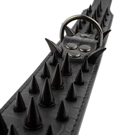 Нашийник для собак Haoyueer з шипами, 5.1 см, шкіряний, чорний, L (для середніх та великих собак: Пітбуль, Лабрадор, Боксер, Ротвейлер, Німецька вівчарка)