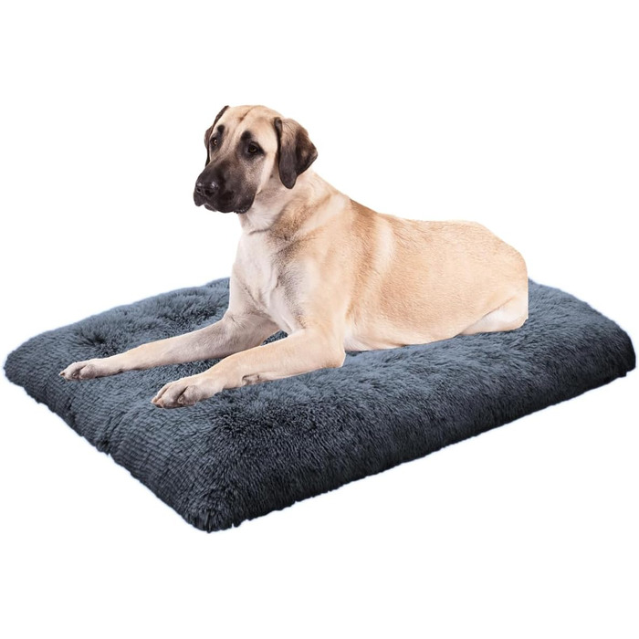 М'яке ліжко для собак великих та середніх порід, плюшеве килим для собак, потовщене, з неслизьким дном, пухнасте ліжко для домашніх тварин, миється, антистрес (80x118 см, темно-сіро-блакитний)