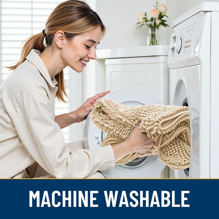 Килимок для собак Smiry, ультрам'який, неслизький, миючий, швидковисихаючий, з дрібного ворсу, для великих, середніх та маленьких собак (47x17x1 см, Бежевий)