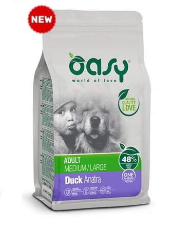 Корм для дорослих собак Oasy DUCK Anatra з качкою, M/L, 12 кг