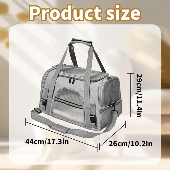 Транспортна сумка для кота та собаки, переноска для тварин з підстилкою, портативна, м'яка, складна, для цуценят та кошенят, дозволена авіакомпаніями