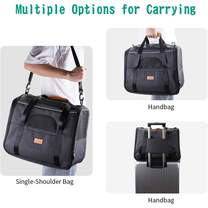 Транслювач для котів Morpilot, сумка-переноска для тварин, дозволена авіакомпаніями, для маленьких собак та котів, чорний, S