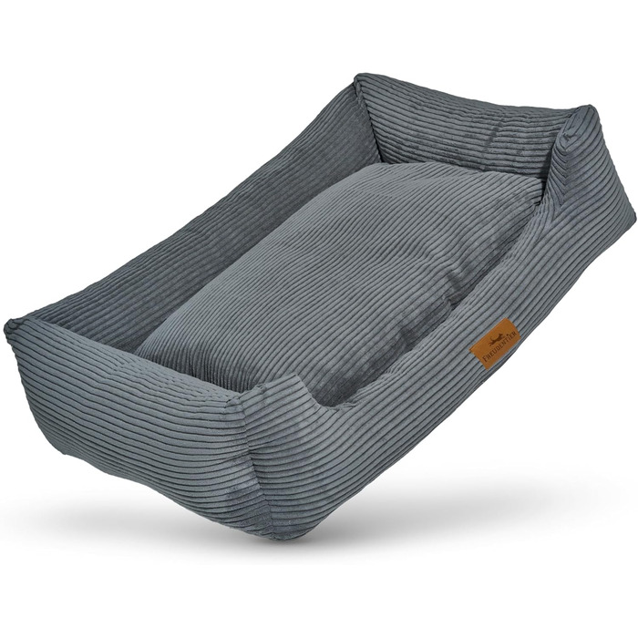 Ортопедичне собаче ліжко Freudentier з корду - миється - знімний лежачий килимок - сертифікат Oeko® TEX - ручної роботи в Європі - для собак маленьких, середніх та великих порід (темно-сірий, L) - 100x70 см