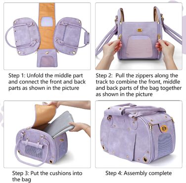 Трансформер для котів та маленьких собак PetsHome, переноска для тварин, водонепроникна, преміум-нейлон, фіолетовий (38x20x25 см)