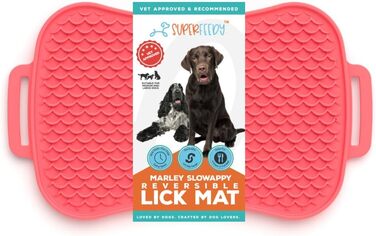 Килимок для собак Marley Reversible Lick Mat - повільний догодувальник, силікон, антиковзаюча поверхня, червоний