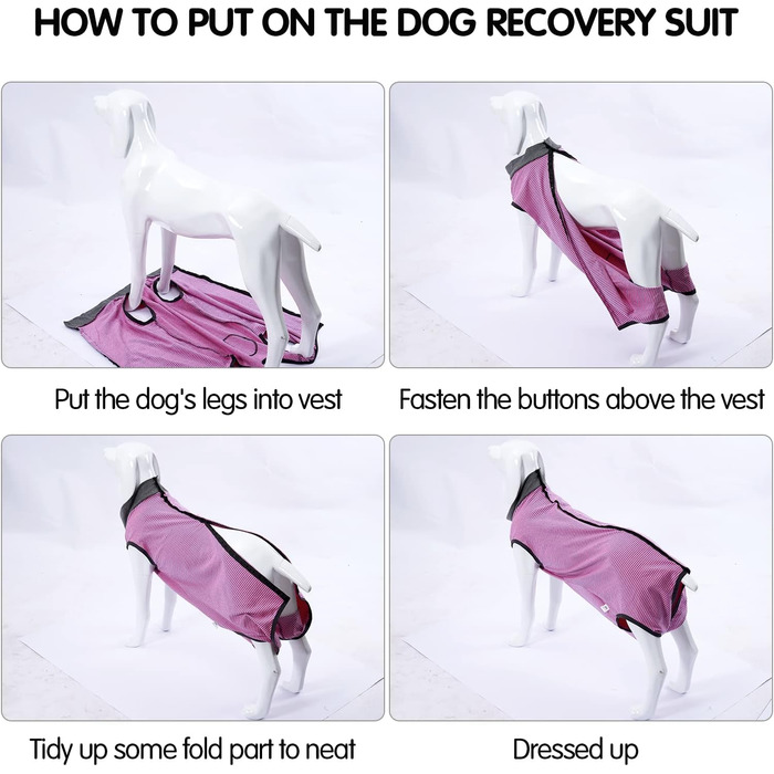 Захисний костюм для собак після кастрації Heywean, рожевий, XL. Медичний одяг для собак після операції, рожевий, XL