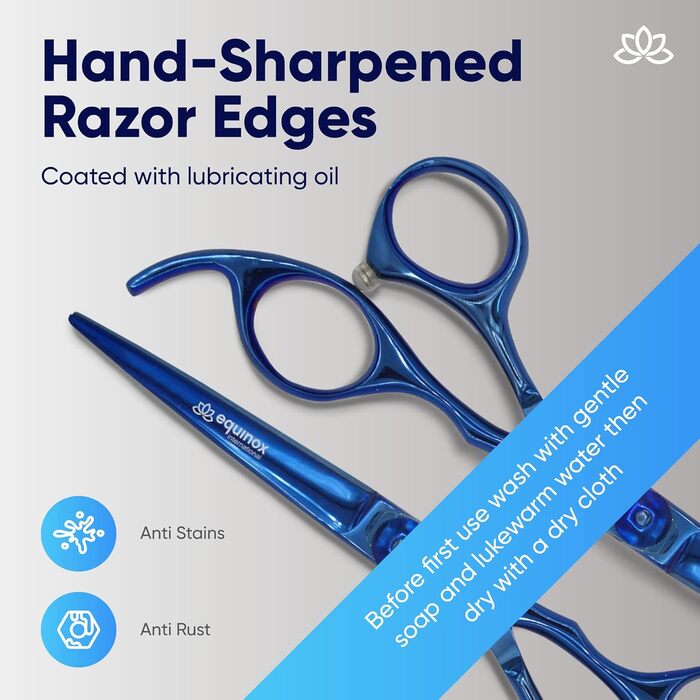 Професійні ножиці для стрижки волосся Equinox Razor Edge Series – 6,5 дюймів (Cutting, Titanium Blue)