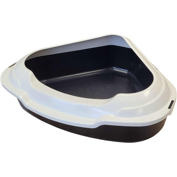 Торгівля котячий туалет кутовий XXL, модель Memphis, чорно-білий з бортиком