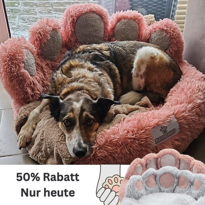 Кругле ліжко для собак Pfoten&nasen® Bärenpfote – м'яке ліжко-корзинка для собак (85см, Рожевий) | Легко миється, підходить для собак маленьких, середніх та великих порід. Рожевий, L - 85см