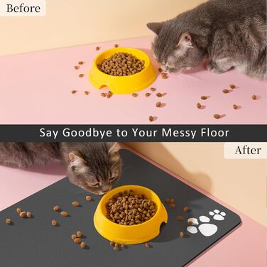 Гумова килимок для годівлі собак та котів, 44.5 x 71 см, сірий (4 лапки)