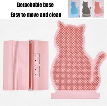 Щітка для котів, самостійний догляд, для довгошерстих та короткошерстих котів, гребінець для догляду за шерстю, гачок для дверей, ніжок столу, кутів, маленька котяча щітка для догляду (сірий, 21x29 см)