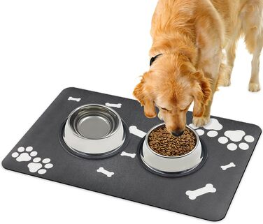 Нековзна килимок під миску для собак та котів Walant, швидковисихаючий, легко миється (темно-сірий)