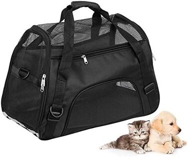 Транспортна сумка для собак та котів, складна переноска, чорна (L)