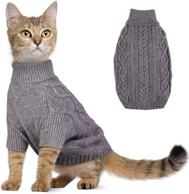 Теплий пуловер для кота/собаки Hjumarayan, сірий, розмір S (37x28 см)