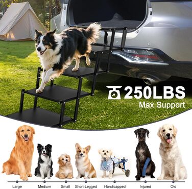 Складана драбина для собак у машину, SUV, вантажівка - Легка рамка для домашніх тварин для великих собак з антиковзкою поверхнею