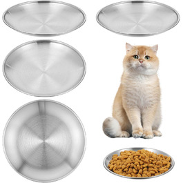 Набір мисок для котів Gjinxi (4 шт.), 14 см, нержавіюча сталь, для корму та води