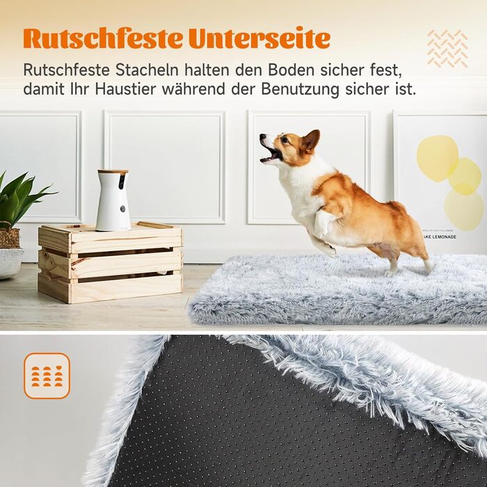 М'яке ліжко для собак, пухнасте килимок, ліжко-матрац для собак, омбре сірий, 75x50x8 см