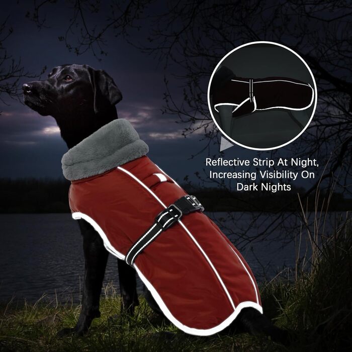 Водонепроникний теплий зимовий одяг для собак середніх порід, червоний, XL - куртка для собак