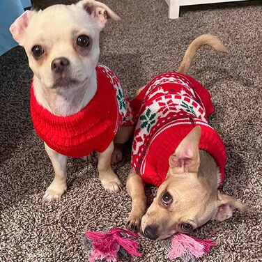 Стильний новорічний светр для собак Kyeese, теплий вовняний ромбік для маленьких цуценят, хлопчиків та дівчаток з малюнком сніжинок та оленів, зручний зимовий светр з отвором для повідка