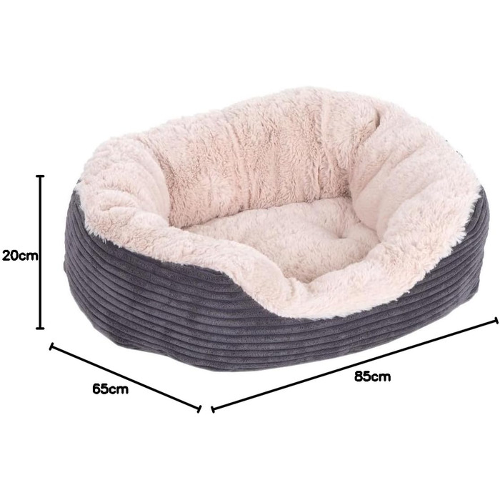 Килимок для собак Rosewood 04302 з широкого корду/плюшу, сірий, 85 x 65 x 20 см