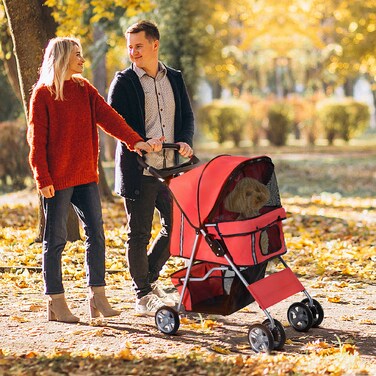 PawHut Dog Buggy Візок для собак червоного кольору, Коляска для собак Коляска Джоггер Причіп, легкий і складаний | Аосом