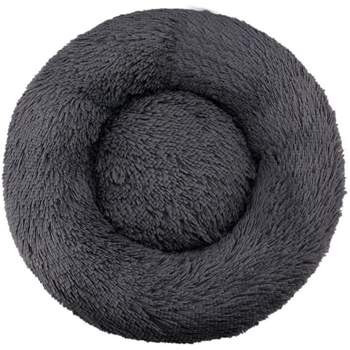 Кругле ліжко для собак та котів Zentaurus, плюшеве, м'яке та пухнасте (Light Apricot, 60 см) та (Dark Grey, 70 см)