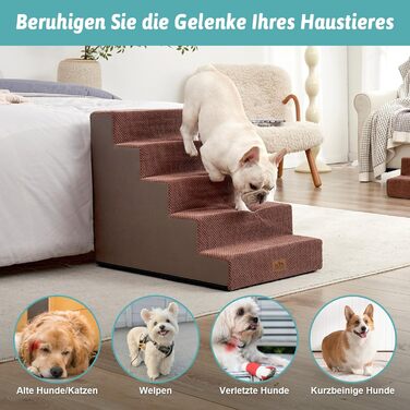 Сходинка для собак COZY KISS - для маленьких собак та котів, з нековзким покриттям, з високощільну шару, для ліжка, дивану, авто (Чорний & Білий, 7x0x60см, Шоколадний, 5, 75x50x60см)