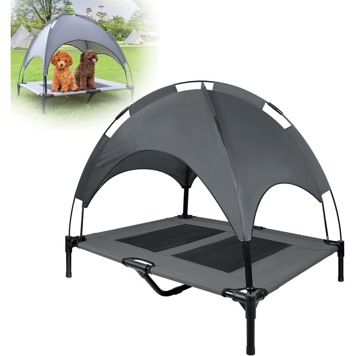 Крісло-ліжко для собак та котів з балдахіном, 76x61x76 см. Зручне, з міцним металевим каркасом та дихаючою тканиною для дому та вулиці