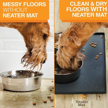 Силіконова підкладка для мисок собак і котів Neater Pet Brands, водонепроникна, захист підлоги, 81,3×61 см, чорна