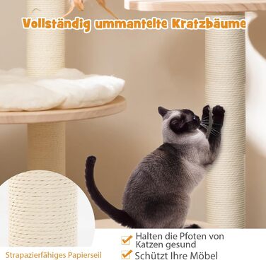 Дерев'яний кігтечка для котів COSTWAY Kaktus, 160 см, з будиночком, платформами, сизалевими стовпчиками, корзиною та іграшками