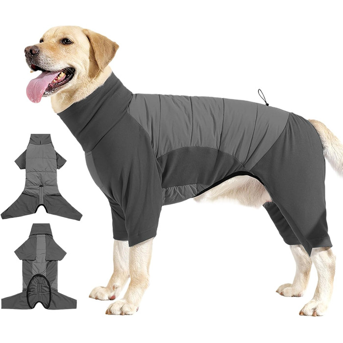 Водонепроникний зимовий одяг для собак: теплий зимовий теплий одяг з високим коміром для маленьких та середніх собак, прогулянки, туризм, кемпінг (Сірий M)