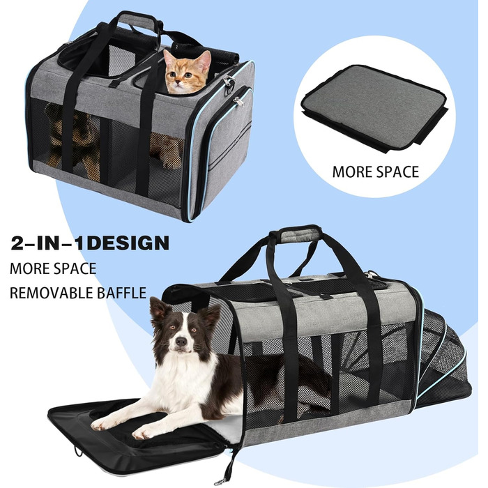 Трансформер для тварин 2-в-1: переноска для котів та собак, блакитна. Атмосферична, з міцним дном, для подорожей