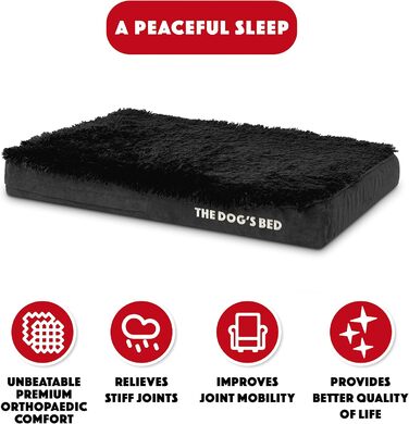 Ортопедичне ліжко для собак з Memory Foam, чорне штучне хутро, середнього розміру, вологостійке, знімні чохли