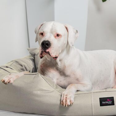 Ортопедичне ліжко для собак Tierlando® ARES з поліестеру з вийманою віскоеластичною матрацом 125x105 см, колір: кремовий