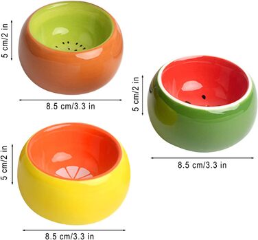 Набори мисок для хом'яків 3 шт. для карликових хом'яків, миски для їжі та води, запобігають гризіння, підходять для морських свинок, щурів, дрібних тварин. Кольори: зелений, жовтий, помаранчевий