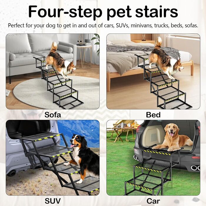 Східці для собак Hunderampe: 5 сходинок, складані, для вантажівок та SUV, до 100 кг, регульована висота 35-90 см
