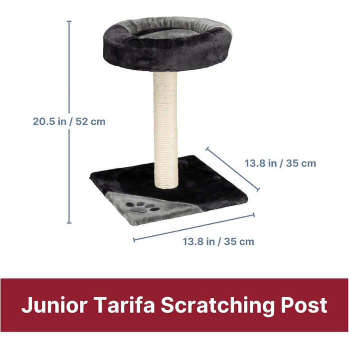 Дряпка для котів TRIXIE Tarifa, 52 см, сірий/чорний – компактний котячий будиночок з лежаком, зручний та стійкий