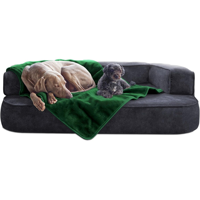 Tierlando® Деко для собак Lilly: М'яка, затишна плюшева ковдра для домашніх тварин, цуценят та котів | Темно-зелений, XXL (150x100 см)