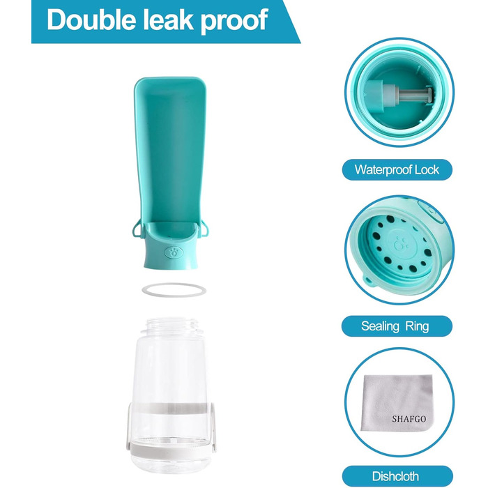 Портативна пляшка для води для собак SHAFGO 540 мл з підставкою, для подорожей, без розливання, для прогулянок