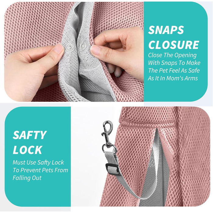 PETCUTE Сумка-переноска для собак, рожева, до 6 кг, з безпечним ременем, для прогулянок та активного відпочинку