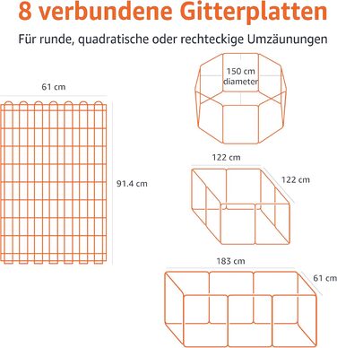 Клітка-вольєр для собак та інших тварин Amazon Basics, металева, складна, 91x91 см