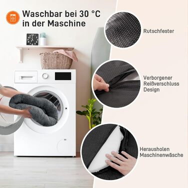 Кругле ліжко для собак O·Lankeji з м'якого флусу, штучного хутра, знімний кошик, нековзна основа, для маленьких, середніх та великих собак, M-⌀60см (M-⌀60см, Антрацит)