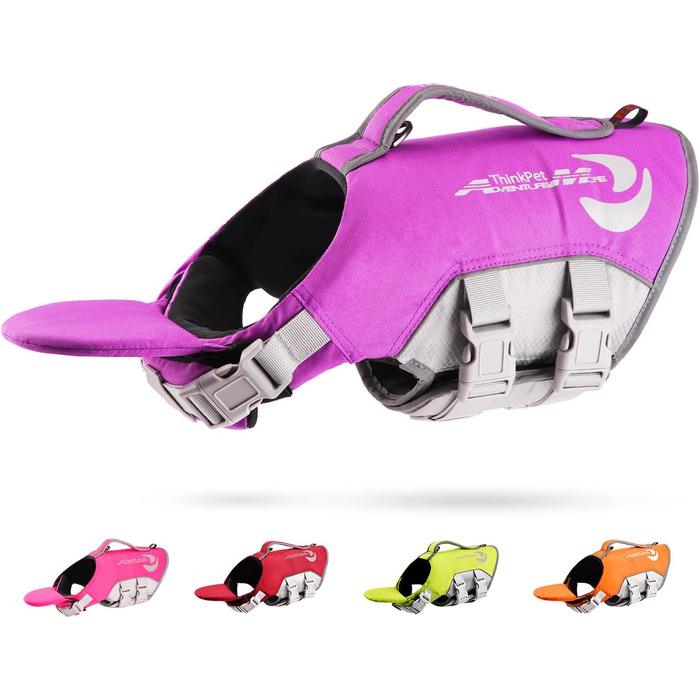 ThinkPet рятувальний жилет для собак, регульований, світловідбиваючий, з підйомною силою (фіолетовий, M)