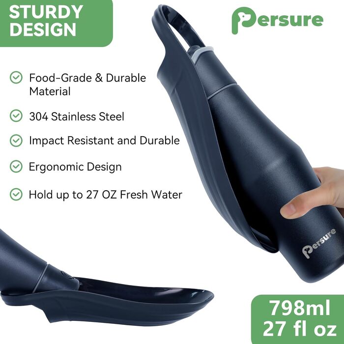 Водяна пляшка для собак, 765 мл, нержавіюча сталь, без витоку - ідеально для прогулянок, подорожей та активного відпочинку