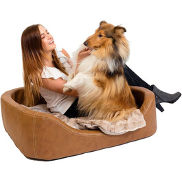 Крісло-лежанка для собак CopcoPet великих порід - овальне, з високими бортиками, миється, сірий колір, 120 x 90 x 10 см