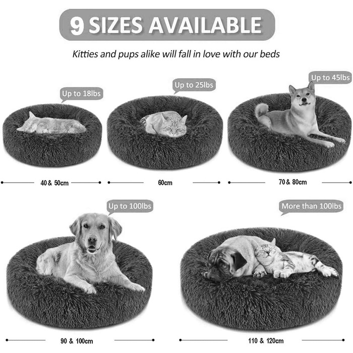 Ортопедичне ліжко для собак великих порід, м'яке плюшеве ліжко для котів та собак, біле, 60 см