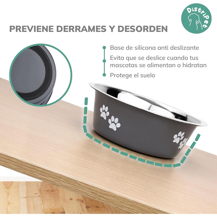 Миски для собак та котів, нержавіюча сталь, антиковзаючі, з силіконовою основою, 2 шт по 860 мл