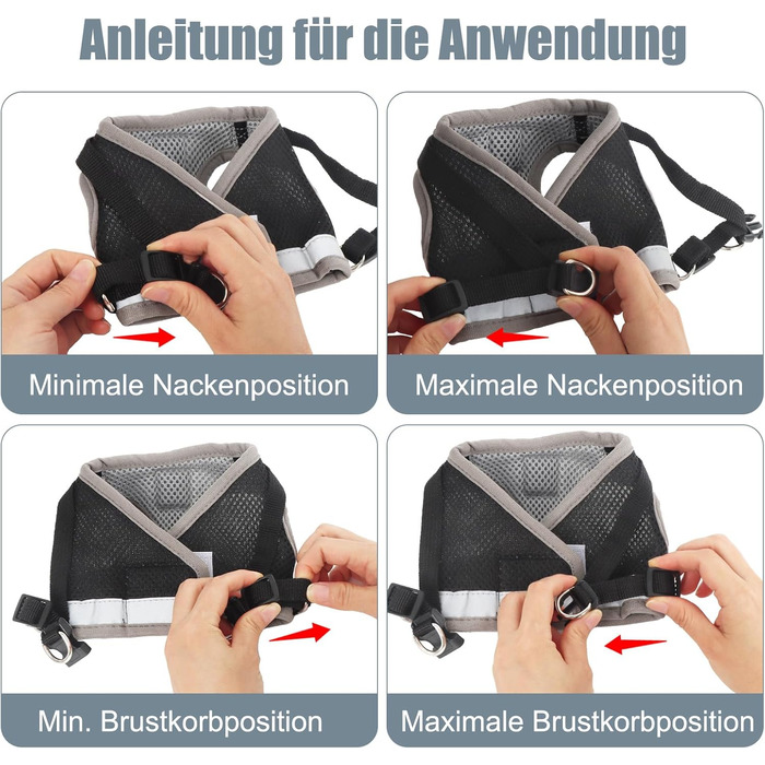 Нашийник для кота Bindokun з повідком, анти-вислизання, комплект для котів та собак, регульований, чорний, M