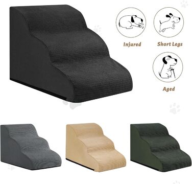 Сходинка для собак та котів Stufige – 3 сходинки, чорна, 45 см заввишки, для ліжок та диванів